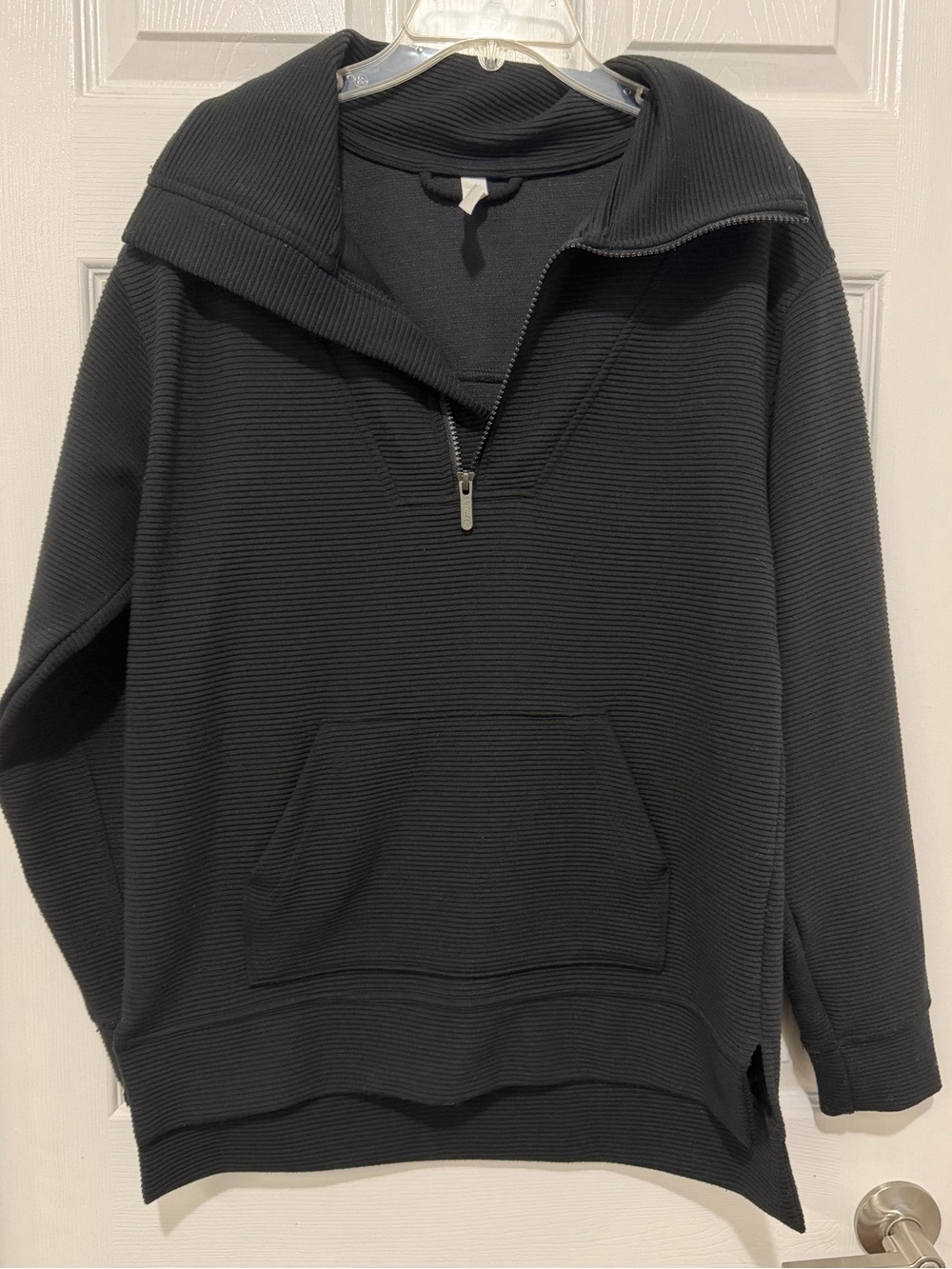 Zella Black Quarter-Zip Textured Pullover